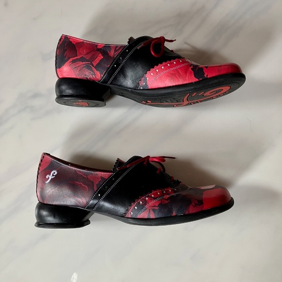 John Fluevog Erika Floral Lace-up Oxford Flat Shoes 10 9.5 - Picture 3 of 6